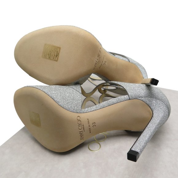 JIMMY CHOO Women's LANG Glitter Sandals - Picture 7 of 7